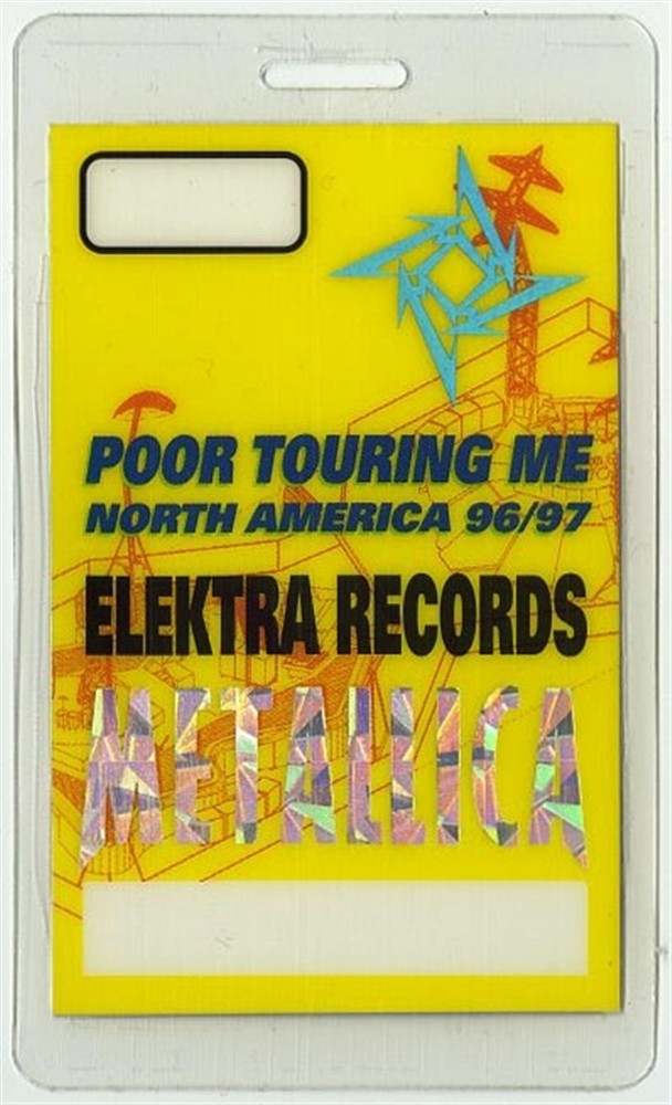 Metallica 1996 Poor Touring Me Concert Tour Laminated Backstage Pass
