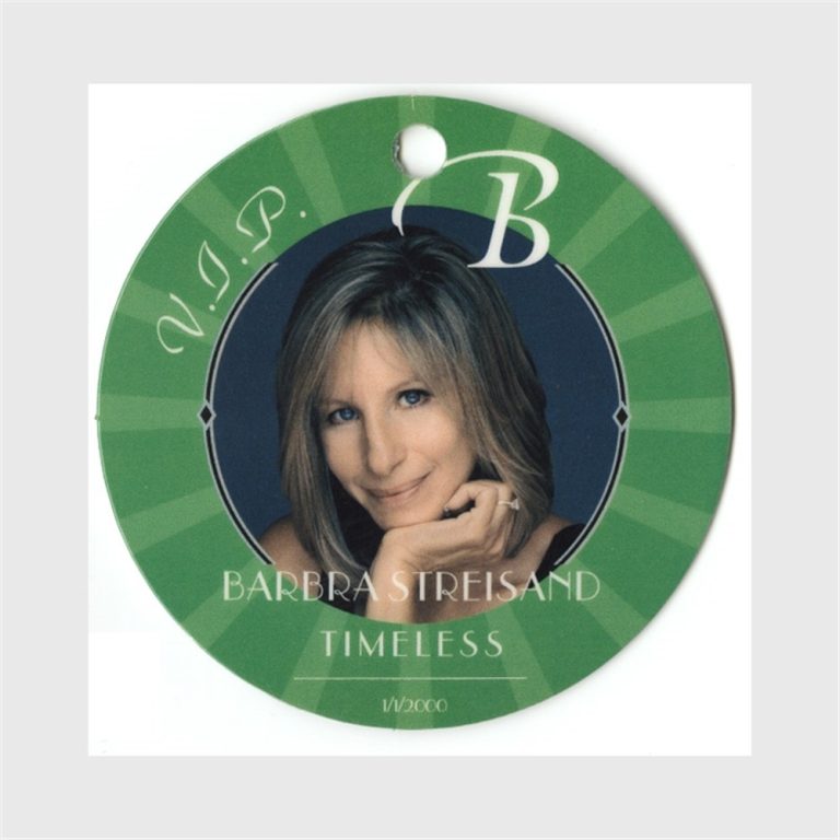 Barbra Streisand 2000 Timeless Concert Tour Laminated Backstage Pass
