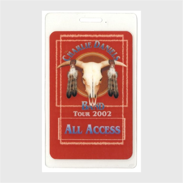Charlie Daniels 2002 Concert Tour All Access Laminated Backstage Pass