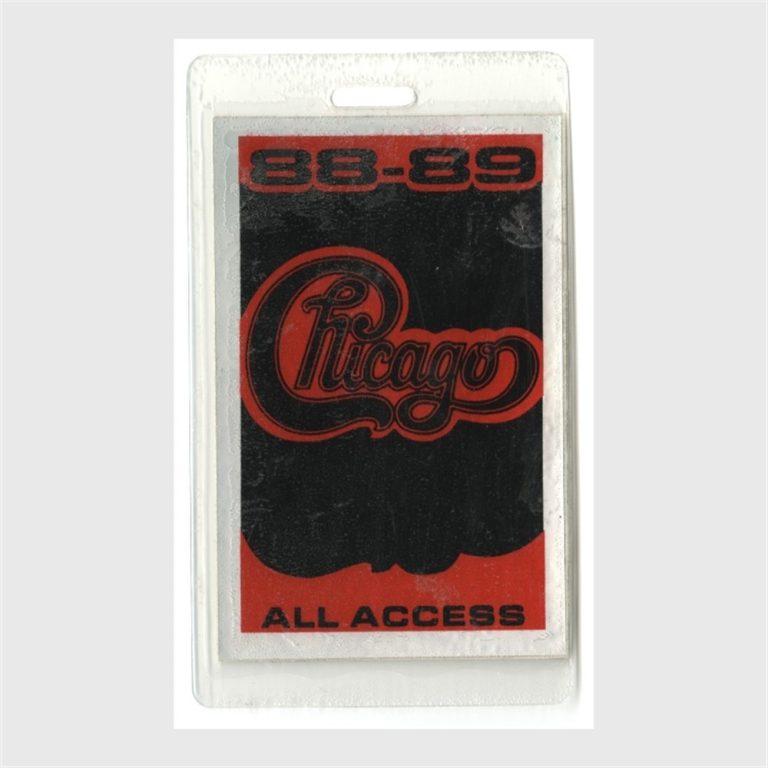 Chicago 1988 Concert Tour All Access Laminated Backstage Pass