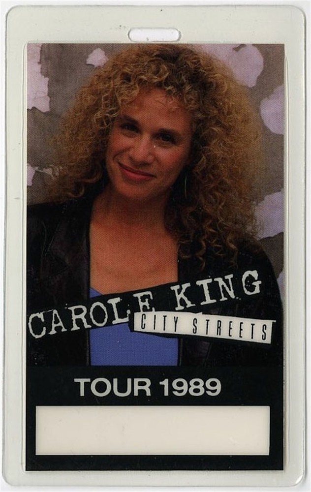 Carole King 1989 City Streets Concert Tour Vintage Laminated Backstage Pass