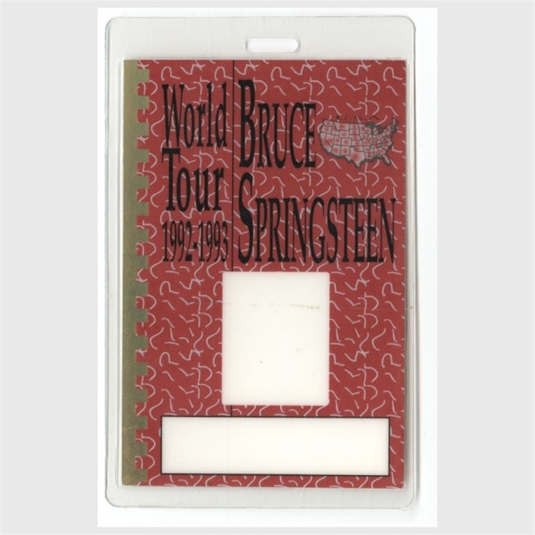 Bruce Springsteen 1992 Concert Laminated Backstage Pass Europe Tour