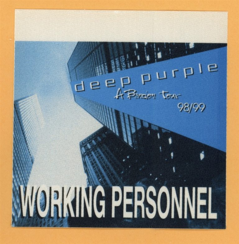 Deep Purple 1998 Abandon Concert Tour WORKING Backstage Pass