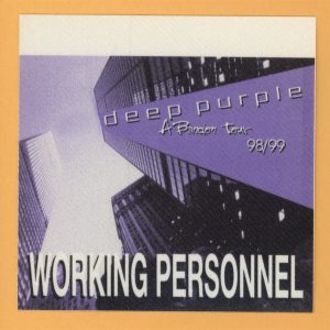 Deep Purple 1998 Abandon Concert Tour WORKING Backstage Pass