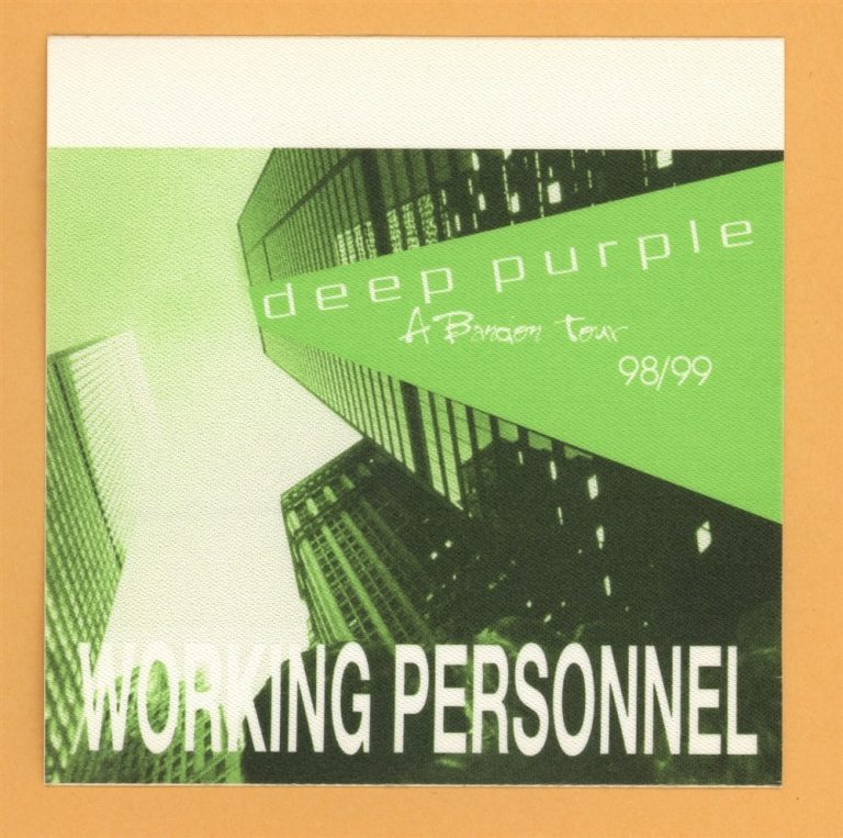 Deep Purple 1998 Abandon Concert Tour WORKING Backstage Pass