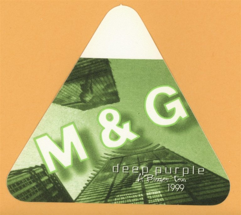 Deep Purple 1999 Abandon Concert Tour MEET & GREET Backstage Pass