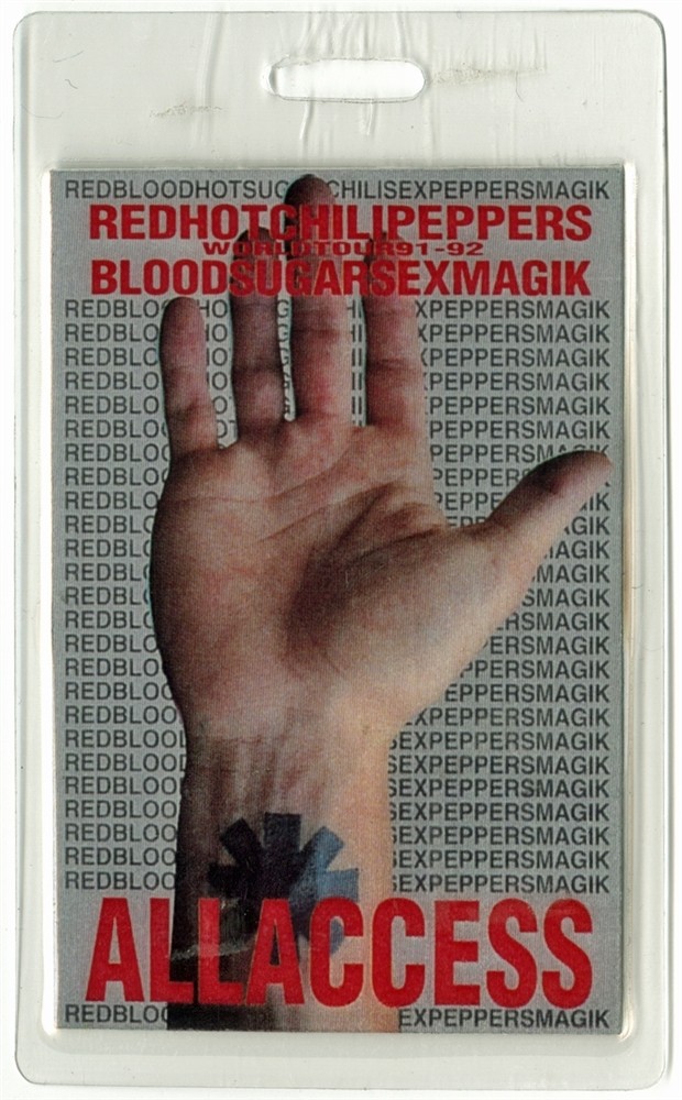 Red Hot Chili Peppers 1991 Blood Sugar Sex Magik Tour Laminated Backstage Pass