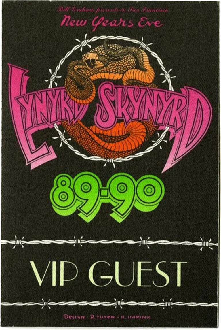 Lynyrd Skynyrd 1989 New Year's Eve Concert Tour VIP Backstage Pass