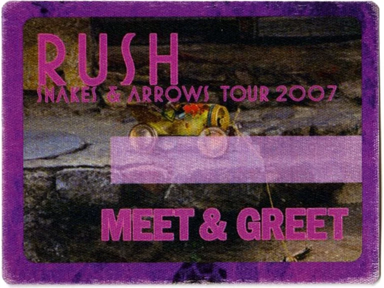 Rush 2007 Snakes & Arrows Concert Tour Meet & Greet Backstage Pass