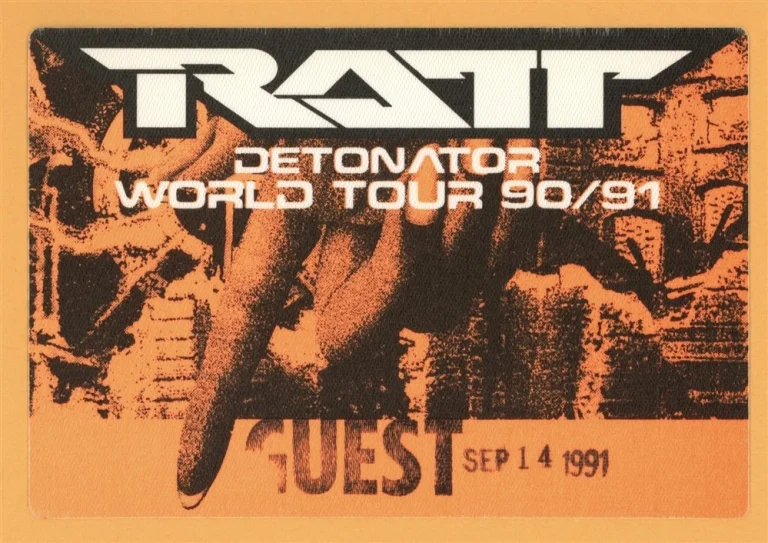 Ratt 1990 Detonator Concert Tour Guest Backstage Pass