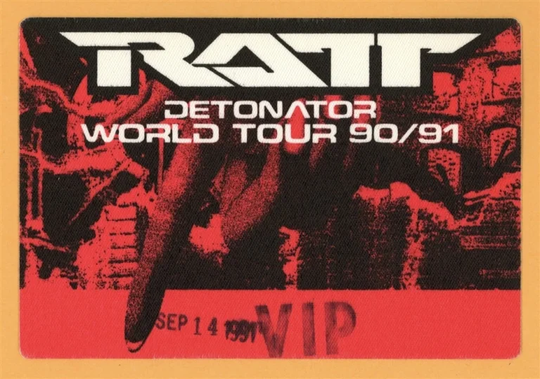 Ratt 1990 Detonator Concert Tour VIP Backstage Pass
