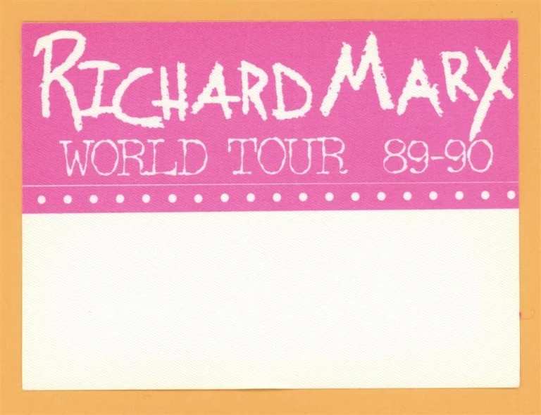Richard Marx 1989 Repeat Offender Concert Tour ERROR Backstage Pass