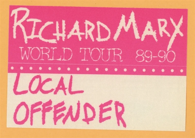 Richard Marx 1989 Repeat Offender Concert Tour LOCAL Backstage Pass
