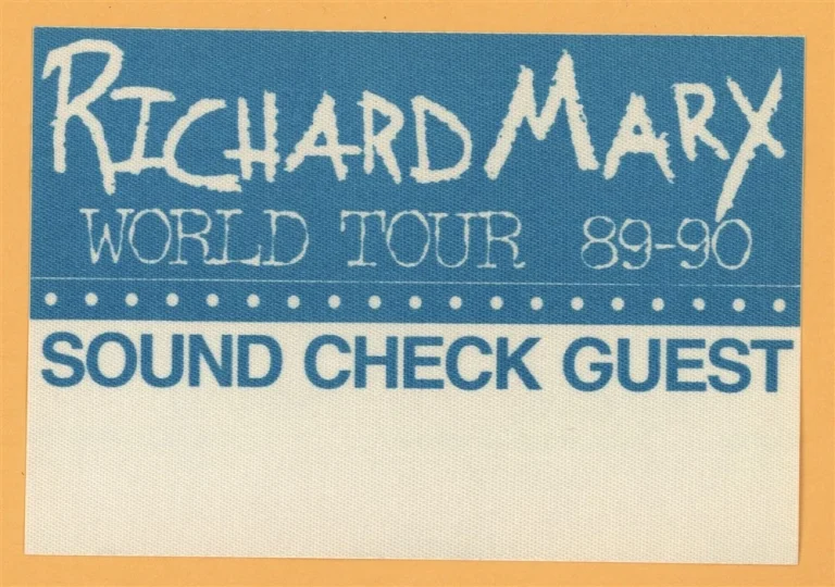Richard Marx 1989 Repeat Offender Concert Tour SOUND CHECK Backstage Pass