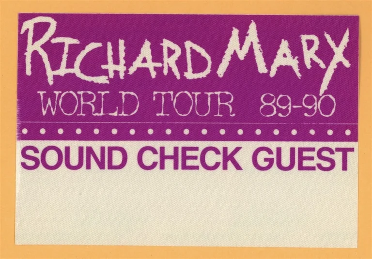 Richard Marx 1989 Repeat Offender Concert Tour SOUND CHECK Backstage Pass