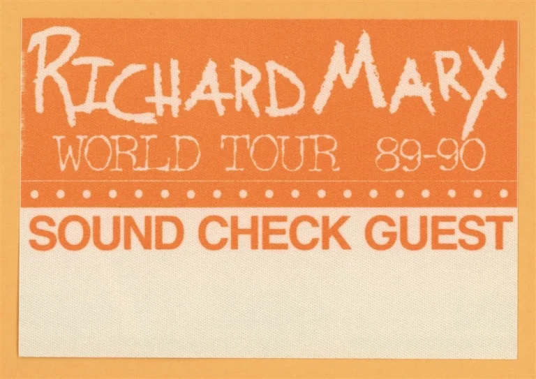 Richard Marx 1989 Repeat Offender Concert Tour SOUND CHECK Backstage Pass