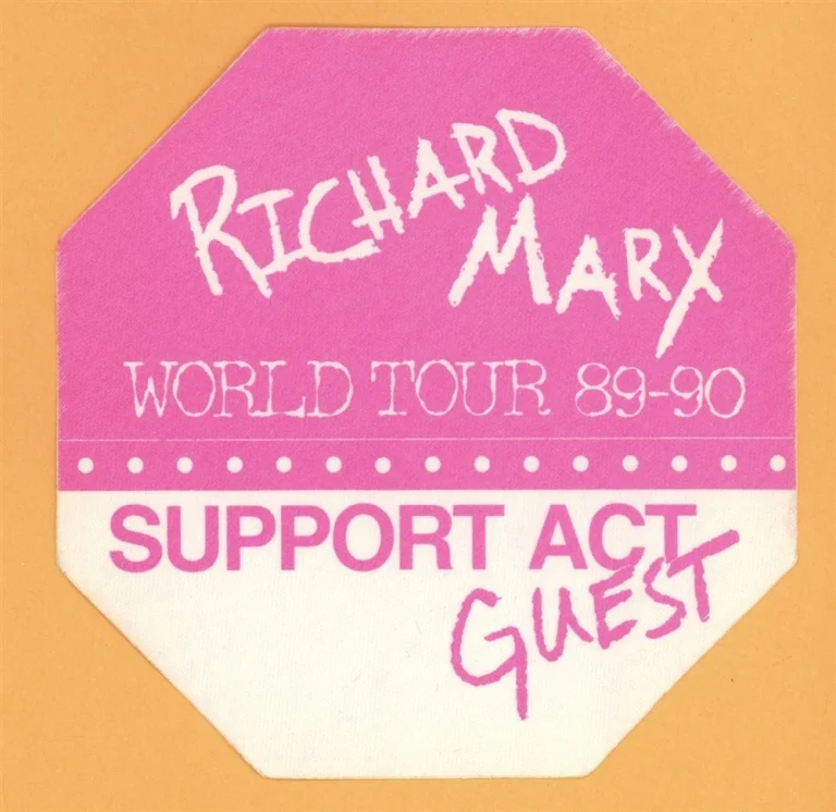 Richard Marx 1989 Repeat Offender Concert Tour SUPPORT Backstage Pass