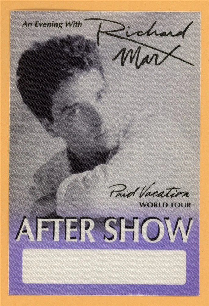 Richard Marx 1994 Paid Vacation Concert Tour AFTER SHOW Backstage Pass