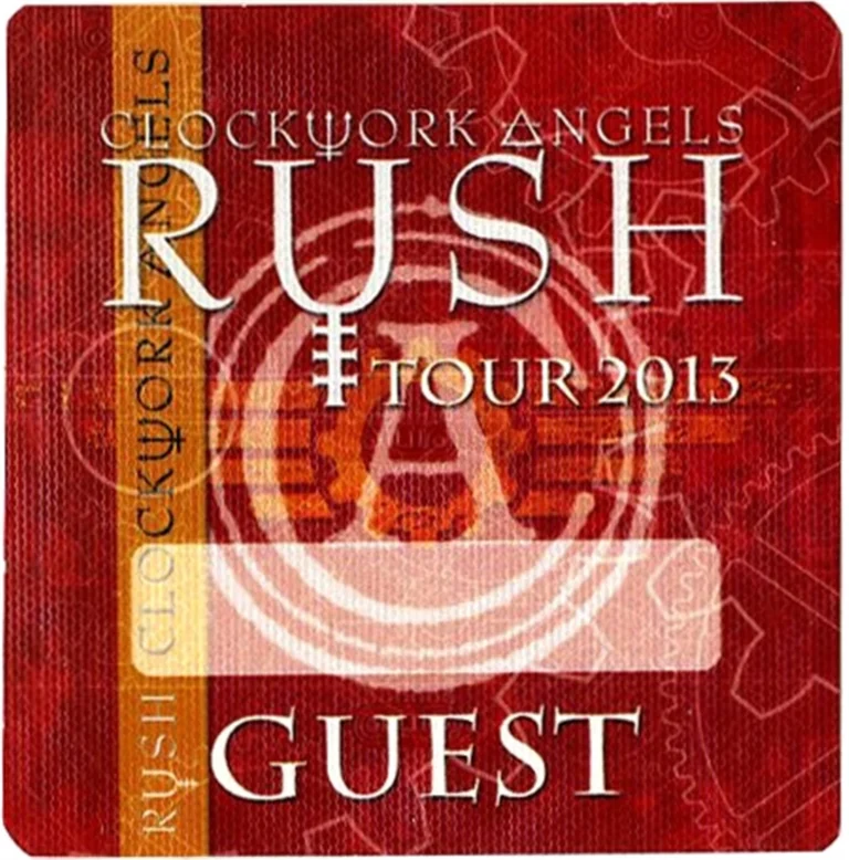 Rush 2013 Clockwork Angels Concert Tour Guest Backstage Pass
