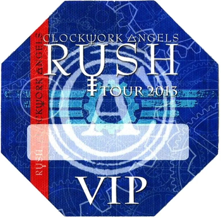 Rush 2013 Clockwork Angels Concert Tour VIP Backstage Pass