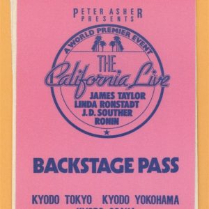 James Taylor 1981 Linda Ronstadt Concert Tour Backstage Pass