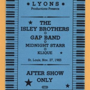 Isley Brothers 1983 Between The Sheets Concert Tour AFTER SHOW Backstage Pass