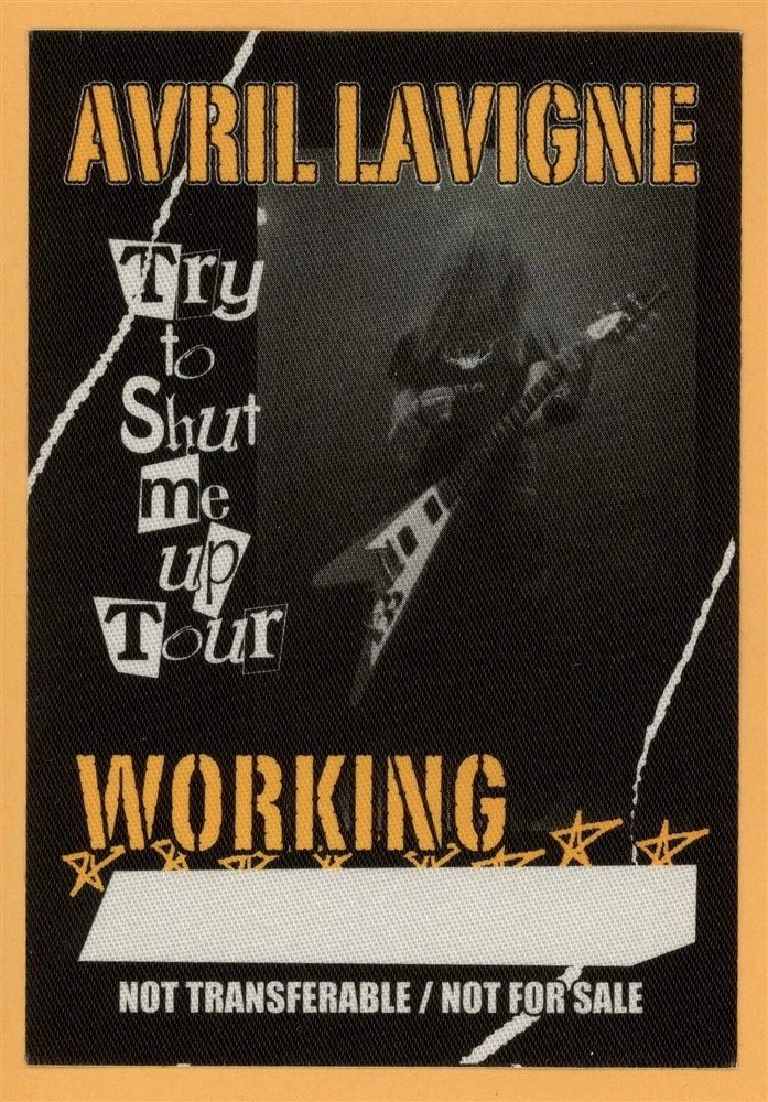 Avril Lavigne 2003 Try to Shut Me Up Concert Tour WORKING Backstage Pass
