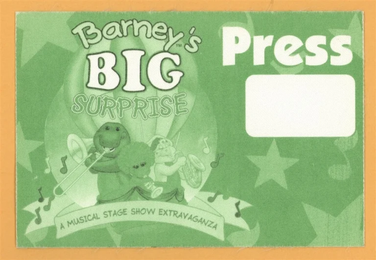 Barney's BIG Surprise 1997 Concert Tour PRESS Backstage Pass