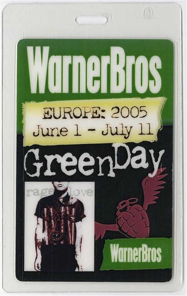 Green Day 2005 American Idiot Europe Concert Tour Laminated Backstage Pass