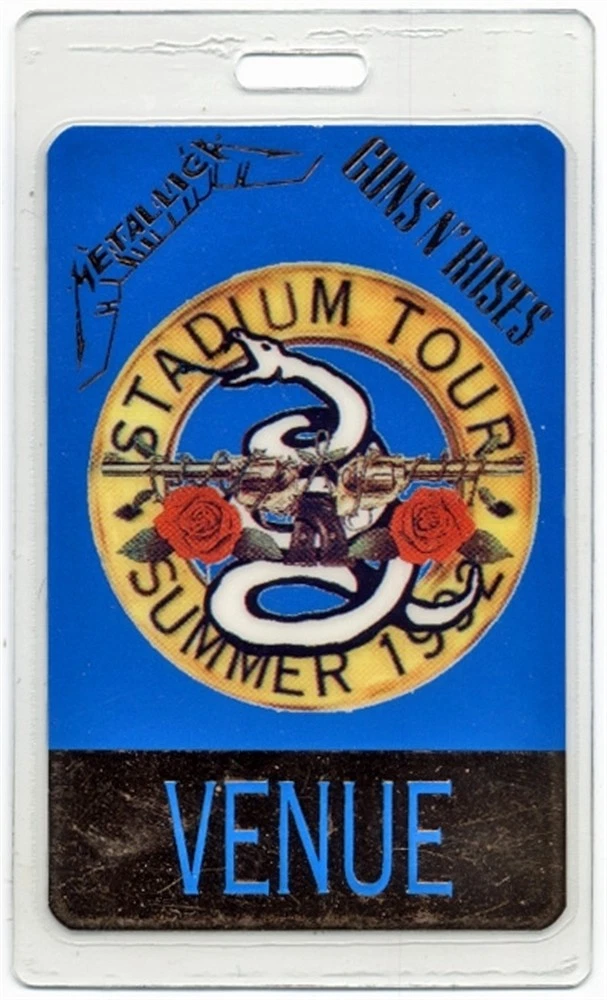 Guns N Roses 1992 Use Your Illusion w/Metallica Laminated Backstage Pass