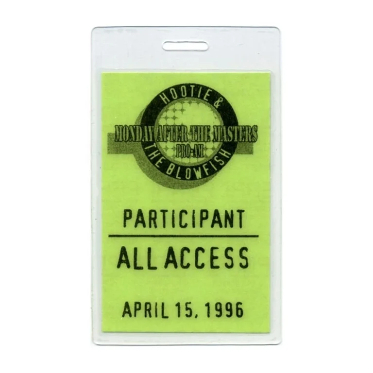 Hootie And The Blowfish 1996 Laminated Backstage Pass Monday After The Masters &