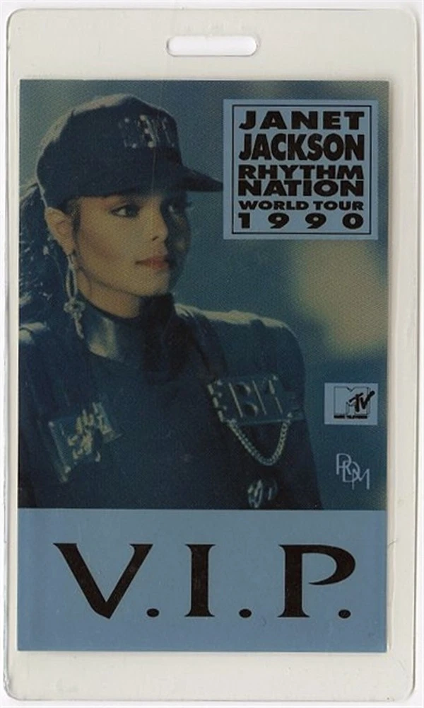 Janet Jackson 1990 Rhythm Nation Concert Tour VIP Laminated Backstage Pass