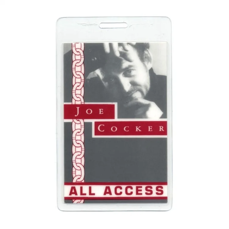Joe Cocker 1989 One Night of Sin Tour All Access Laminated Backstage Pass