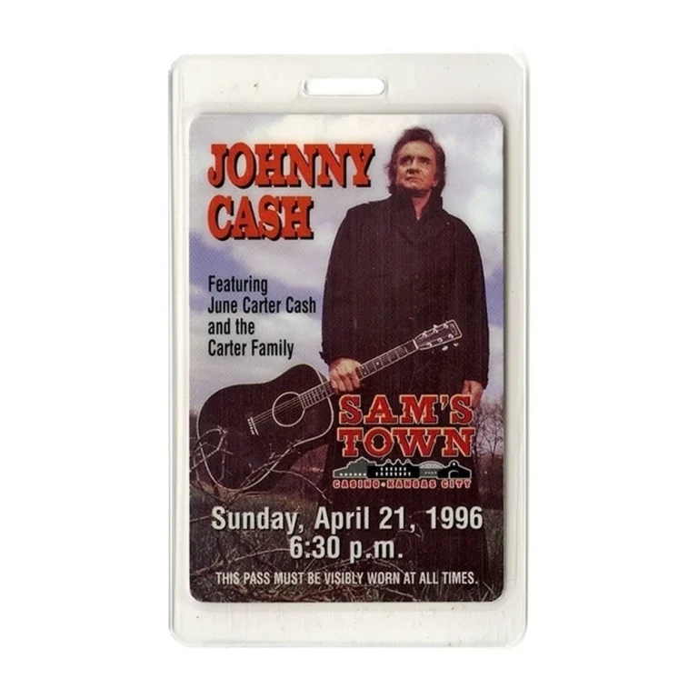 Johnny Cash 1996 Concert at Sam's Town Laminated Backstage Pass