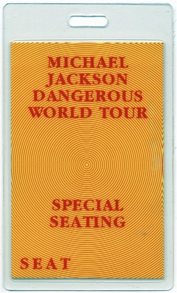 Michael Jackson 1992 Dangerous Concert Tour VIP Seating Laminated Backstage Pass