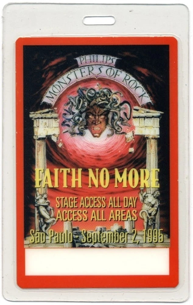 Faith No More 1995 Monsters of Rock Concert All Access Laminated Backstage Pass