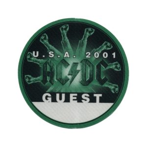 AC/DC 2001 Stiff Upper Lip Concert Tour Guest Backstage Pass - USA