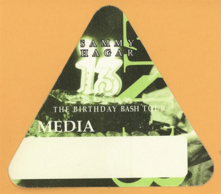 Sammy Hagar 2001 Birthday Bash Concert Tour Media Backstage Pass