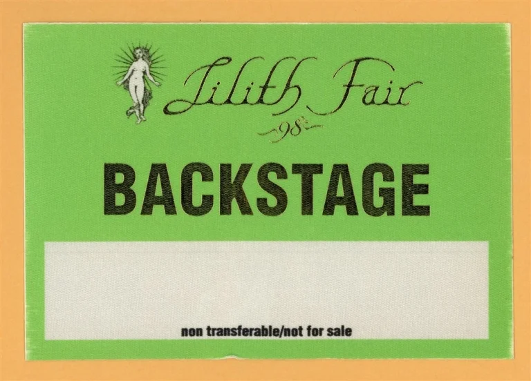 Sarah McLachlan 1998 Lilith Fair Concert Tour Backstage Pass