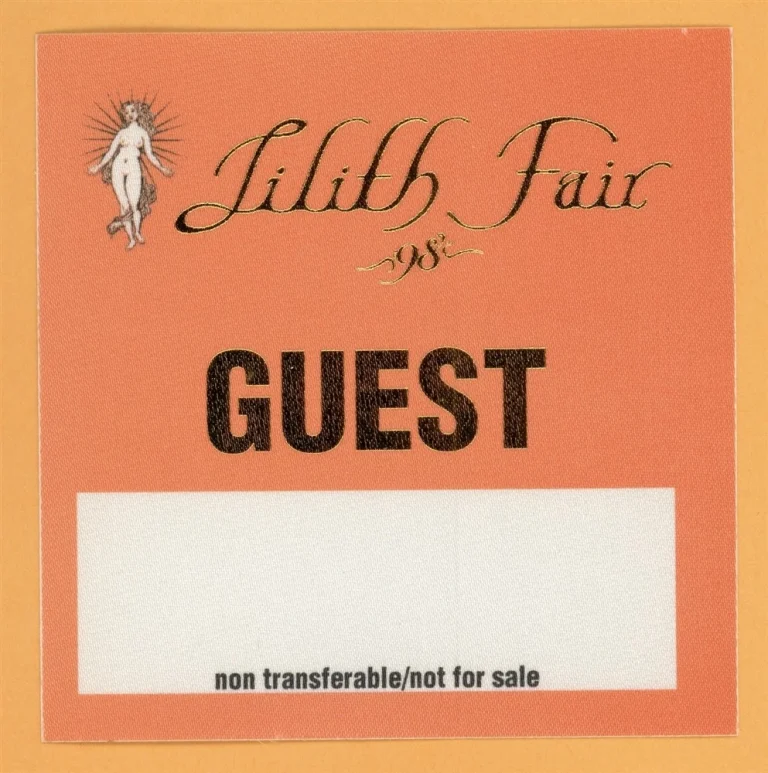 Sarah McLachlan 1998 Lilith Fair Concert Tour GUEST Backstage Pass