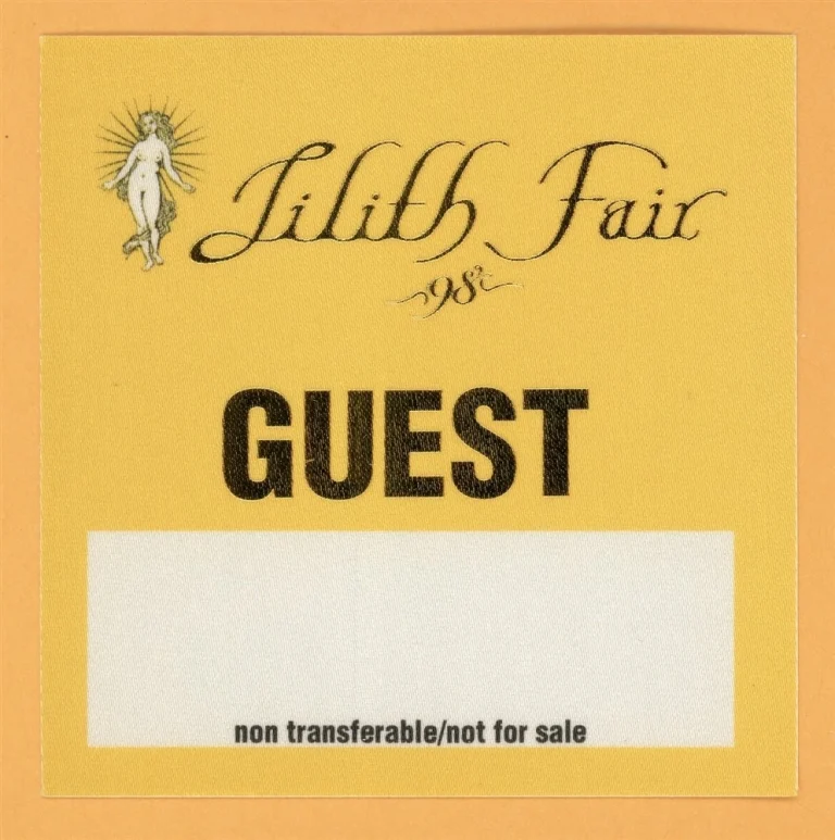 Sarah McLachlan 1998 Lilith Fair Concert Tour GUEST Backstage Pass