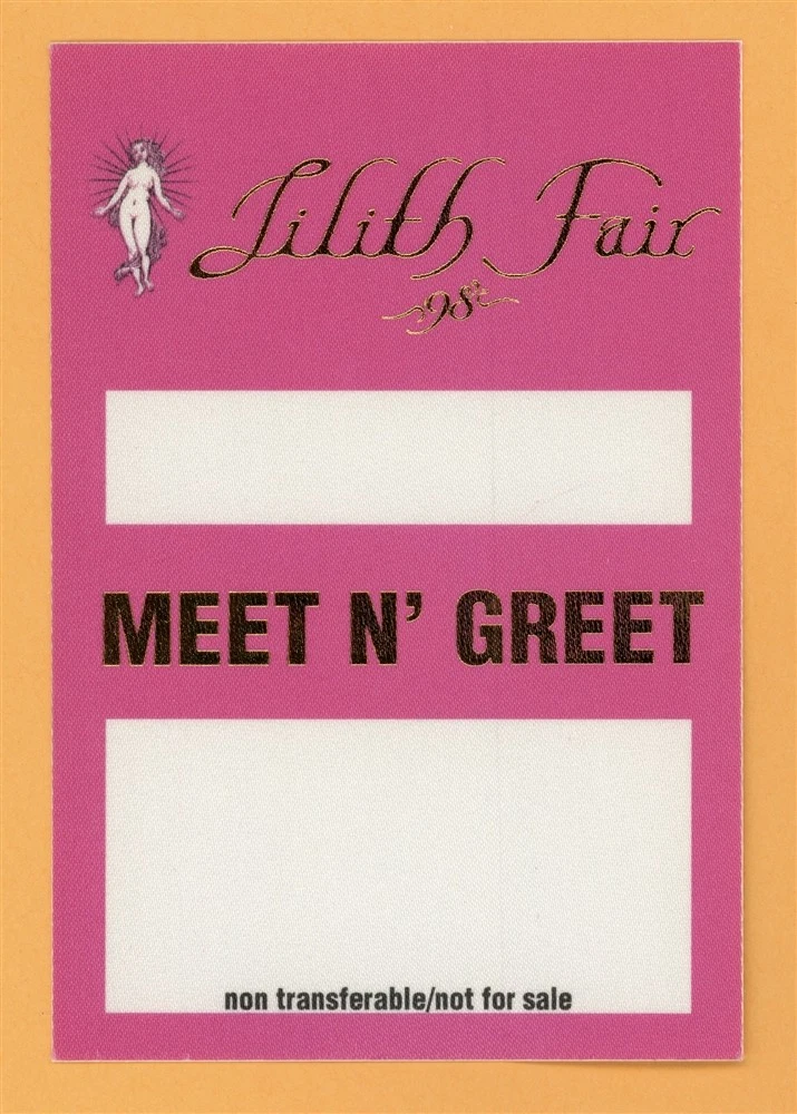 Sarah McLachlan 1998 Lilith Fair Concert Tour MEET N GREET Backstage Pass