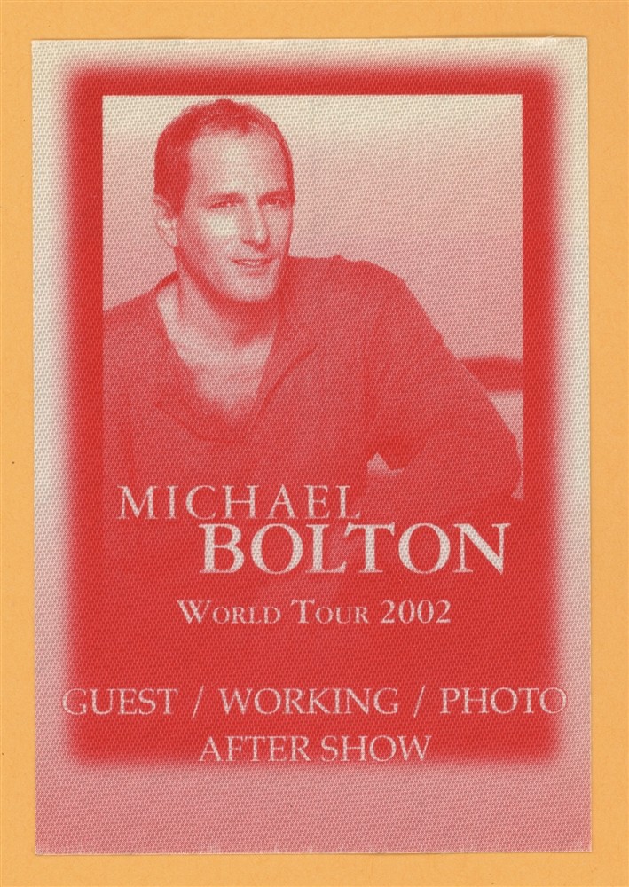Michael Bolton 2002 Concert Tour Backstage Pass