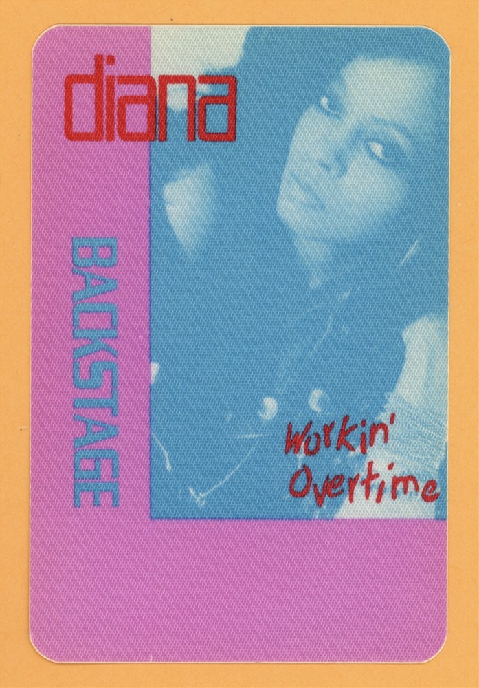 Diana Ross 1989 Workin' Overtime Concert Tour Backstage Pass