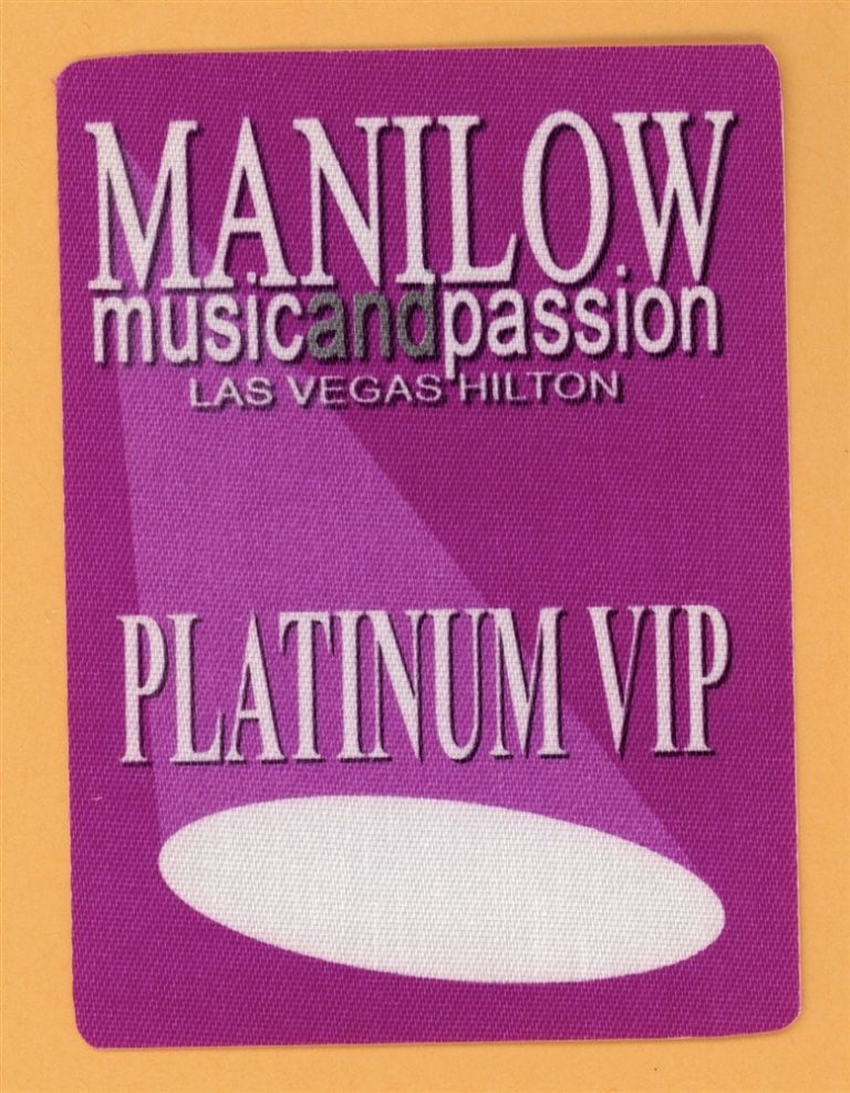 Barry Manilow 2006 Music and Passion Concert Tour VIP Backstage Pass