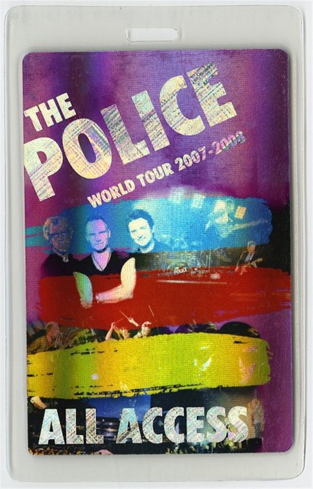 The Police 2008 Reunion Concert Tour All Access Foil Laminated Backstage Pass