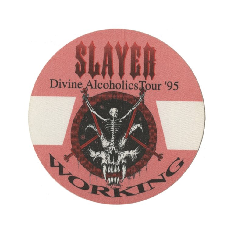 Slayer 1995 Divine Alcoholics Concert Tour Working Backstage Pass