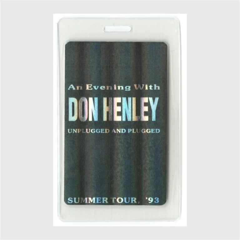 Don Henley Promo 1993 Unplugged Plugged Tour Foil Laminated Backstage Pass