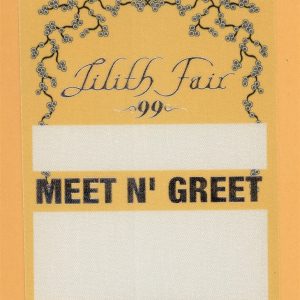 Sarah McLachlan 1999 Lilith Fair Concert Tour MEET N GREET Backstage Pass