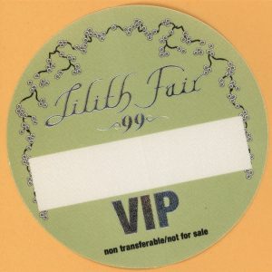 Sarah McLachlan 1999 Lilith Fair Concert Tour VIP Backstage Pass